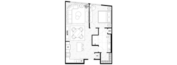 A black and white floor plan of a house with labeled rooms.